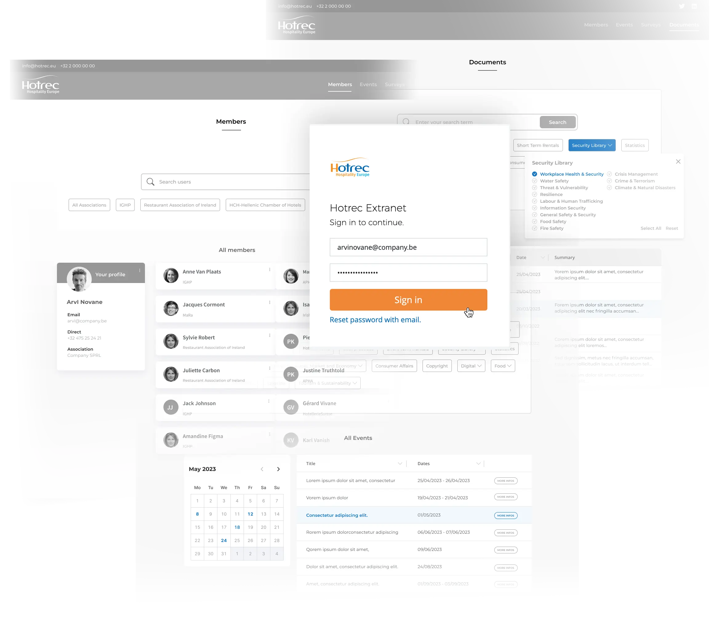 Wireframes & mockups HOTREC